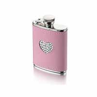 Pink Diamante Heart Hip Flask